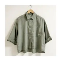 m441_IENA 美品✨22SS☘️BIOリネンクロップドシャツジャケット 麻