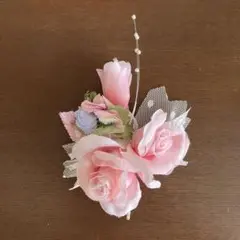 花 コサージュ　バラ　ピンク