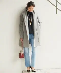 Loungedress ZIPフーディコート グレー