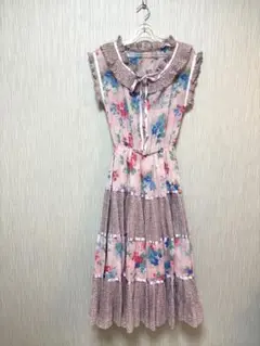 vintageワンピース　Diane freis パープル花柄