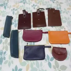 イタリア製皮グッズ　セット　ハンドメイド　スマホ入れ　ペンケース　小銭入れ