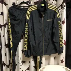 adidas ジャージセット ポリエステル製　ブラック/ゴールド