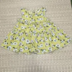 ノースリーブ イエロー 花柄 チュニック