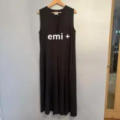 emi+ 黒 ノースリーブ ロングワンピース