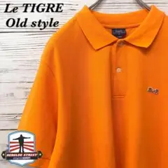 《希少》 Le TIGRE☆ポロシャツ XL 刺繍ロゴ オレンジ T516