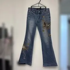 12＊ons jeans デニム 26蝶刺繍　ビジュー付き　平成　ギャル