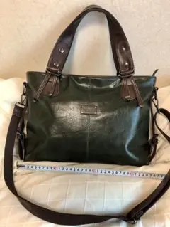 ダークグリーン 合成皮革 ショルダーバッグ