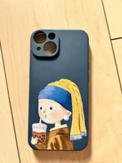 イラスト付きダークブルーiPhone14ケース
