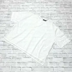 【ニードルワークス】七分袖 Tシャツ オーバーサイズ 体型カバー ホワイト