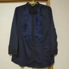 LANVIN ボウタイ付きネイビー長袖シャツ 40 美品♡