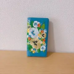 Google pixel6 pro カバー 手帳型 花 刺繍 ブルー おしゃれ