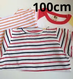 100cm③ 半袖tシャツ 3枚セット クジラプリントとストライプ