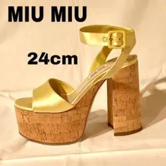 新品⭐︎Miu Miu サンダル 24cm レモンイエロー ストラップ付