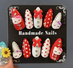 No.31❤️キティ*リボン*アーモンド型*Sサイズ【現品】