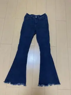 GRL 裾フリンジフレアデニムパンツ　フレアパンツ デニム　Sサイズ