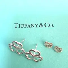 【美品】TIFFANY ティファニー クローバー トリプルハート ピアス 925