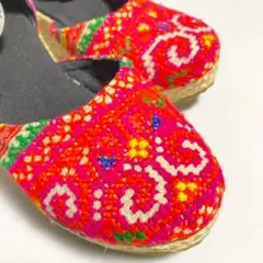 エスニック アジアン モン族 刺繍 ウェッジソールサンダル カラフル 色鮮やか