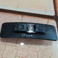 フェラガモ　Ferragamo　リボンバレッタ　黒　ヴィンテージ