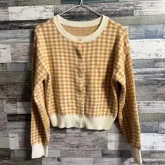 GU オレンジチェック カーディガン