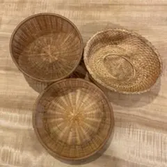 竹製の丸いバスケットセット