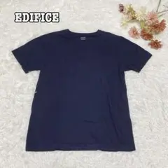 a1944【エディフィス】半袖Tシャツ 無地 シンプル L ネイビー カジュアル