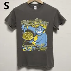 【ギルダン】デザインプリント半袖Tシャツ　S　ライトブラウン　古着　海外輸入
