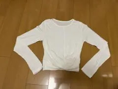 白 長袖カットソー Mサイズ フロントツイスト デザイン トップス　ヨガウェア