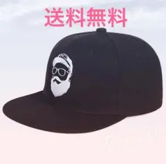 キャップ 帽子 ストリート ひげおじさん ビッグロゴ ブラック 黒 未使用品