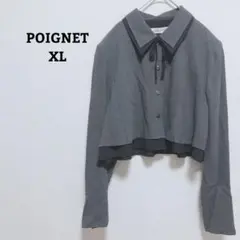 POIGNET　シャツジャケット　羽織　リボン　ショート丈　ドッキング　XL