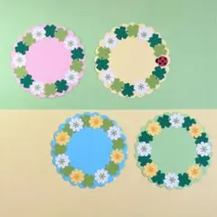 シロツメクサの花冠風　メッセージカードセット　クラフトパンチ　ペーパークラフト
