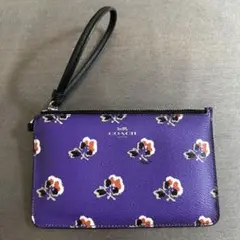 COACH コーチ ウォレット 花柄 美品 紫色 小物入れ レザー