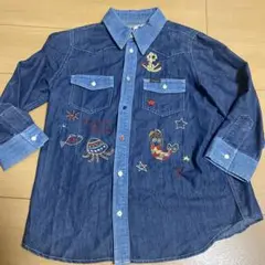 w&p デニム　刺繍　シャツ