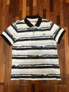 美品 LACOSTE ストライプ ポロシャツ Mサイズ