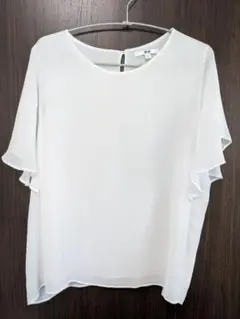 ホワイト フレアスリーブ シャツ L
