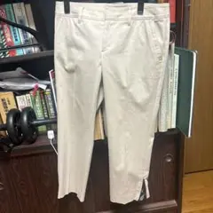 ベージュ サイドジッパー カジュアルパンツ