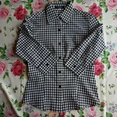 美品　QUEENSCOURT　クインズコート ギンガムチェック　ストレッチシャツ