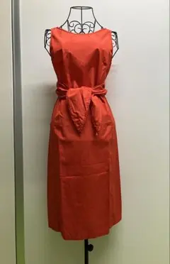 オレンジ 赤 ノースリーブ ワンピース ポールカ PAULE KA