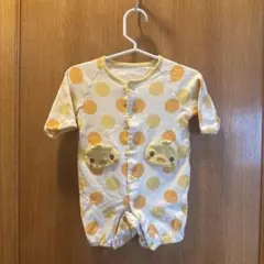 ドット柄ひよこロンパース 50-60cm