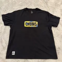 CHUMS チャムス　ブラック Tシャツ XLサイズキャンプ風景プリント