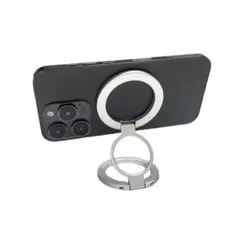 スマホリング　スマホスタンド　磁石　マグネット　粘着　シルバー