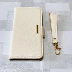 【Xperia Ace III 】手帳型　スマホケース ストラップ　アイボリー