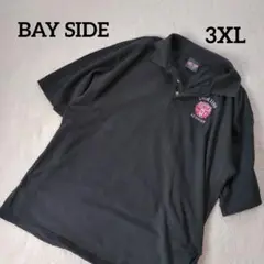 BAY SIDE 半袖ポロシャツ 胸刺繍 大きいサイズ 黒 3XL