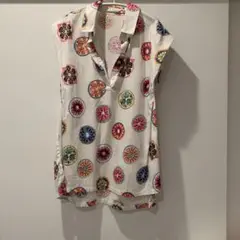 NARACAMICIE フルーツ柄 ノースリーブチュニック サイズI