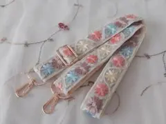 インド刺繍リボンのスマホショルダーストラップ　A水色