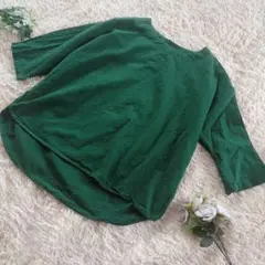 CLOSSHI (L) 5分袖 トップス グリーン 麻15%