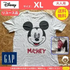【 ディズニー 】（XL）リユース品：Tシャツ ミッキー スパンコール
