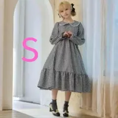 星名桜子 ギンガムチェック ワンピース しまむら ブラック 黒 S