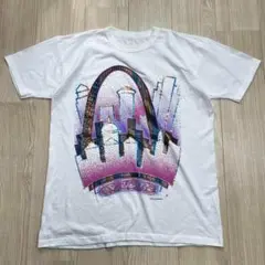 90s USA製 Tシャツ ST.LOUIS 光沢プリント 風景 ヴィンテージ