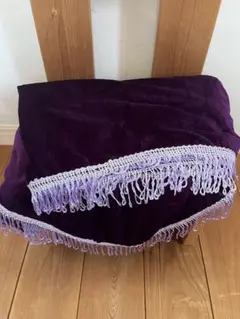 紫色 ベルベット風 ピアノカバー フリンジ付き