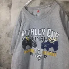 NHL半袖TシャツUSA古着ビッグオーバーサイズグレーXL　C38,28